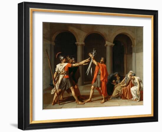 The Oath of the Horatii-Jacques Louis David-Framed Premium Giclee Print