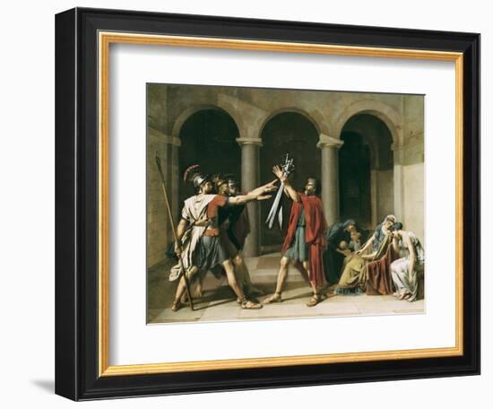 The Oath of the Horatii-Jacques-Louis David-Framed Premium Giclee Print