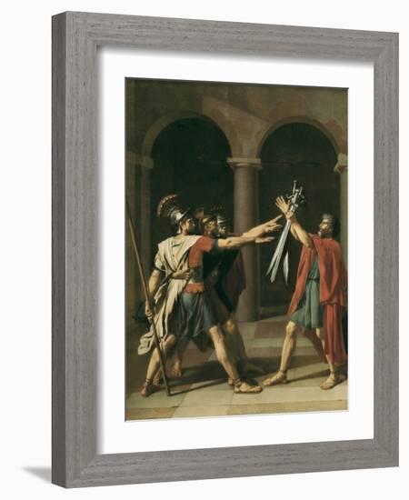 The Oath of the Horatii-Jacques-Louis David-Framed Art Print