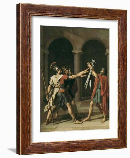 The Oath of the Horatii-Jacques-Louis David-Framed Art Print