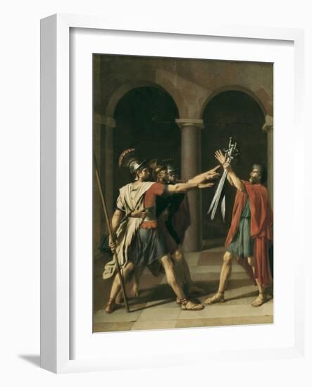 The Oath of the Horatii-Jacques-Louis David-Framed Art Print