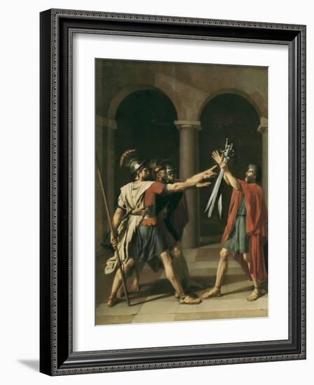 The Oath of the Horatii-Jacques-Louis David-Framed Art Print