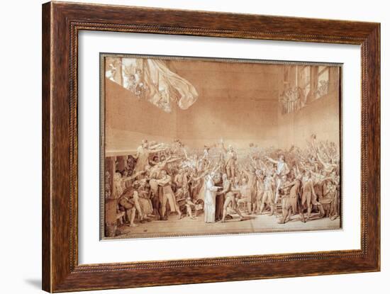 The Oath of the Tennis Court (Preparatory Drawing, 1789)-Jacques Louis David-Framed Giclee Print