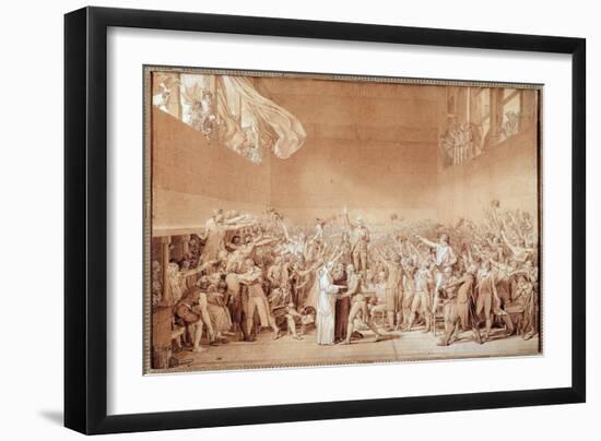 The Oath of the Tennis Court (Preparatory Drawing, 1789)-Jacques Louis David-Framed Giclee Print