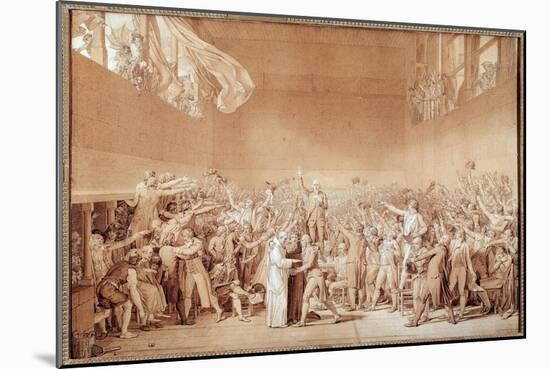 The Oath of the Tennis Court (Preparatory Drawing, 1789)-Jacques Louis David-Mounted Giclee Print