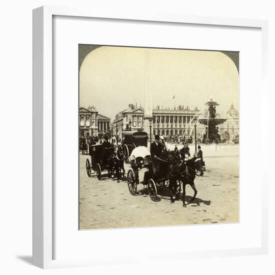 The Obelisk and Fountain, Place De La Concorde, Paris, France, 19th Century-Underwood & Underwood-Framed Photographic Print