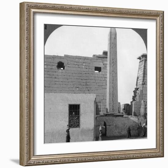 The Obelisk of Rameses II and Front of Luxor Temple, Thebes, Egypt, 1905-Underwood & Underwood-Framed Photographic Print