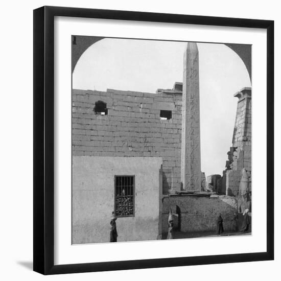 The Obelisk of Rameses II and Front of Luxor Temple, Thebes, Egypt, 1905-Underwood & Underwood-Framed Photographic Print