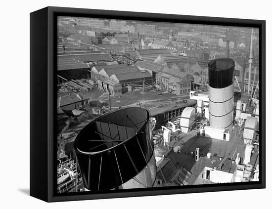 The Ocean Liner Queen Mary Berthed at Clydebank Docks, 1938-null-Framed Premier Image Canvas