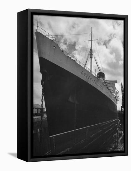 The Oceanliner Queen Elizabeth in Dry Dock For Overhaul and Refitting Prior to Her Maiden Voyage-Hans Wild-Framed Premier Image Canvas