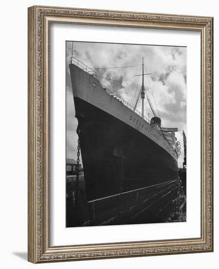 The Oceanliner Queen Elizabeth in Dry Dock For Overhaul and Refitting Prior to Her Maiden Voyage-Hans Wild-Framed Photographic Print