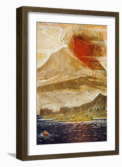 The Odyssey by Homere : Ulysses Apporaching of the Island of the Cyclop (Volcano)-null-Framed Art Print