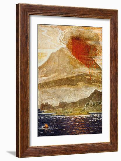 The Odyssey by Homere : Ulysses Apporaching of the Island of the Cyclop (Volcano)-null-Framed Art Print