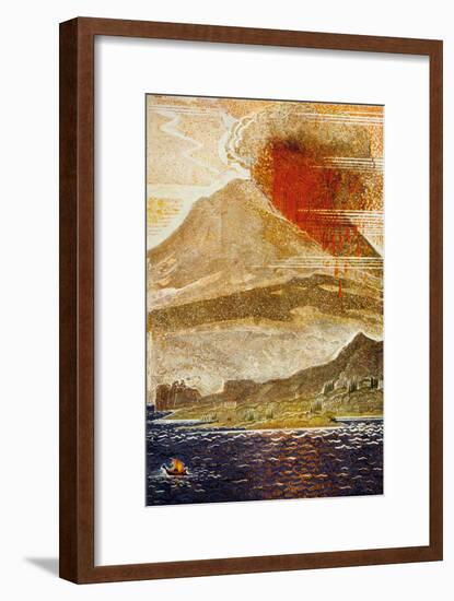 The Odyssey by Homere : Ulysses Apporaching of the Island of the Cyclop (Volcano)-null-Framed Art Print