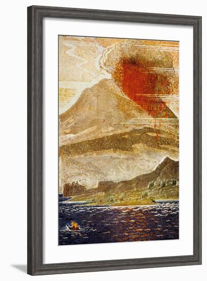 The Odyssey by Homere : Ulysses Apporaching of the Island of the Cyclop (Volcano)-null-Framed Art Print