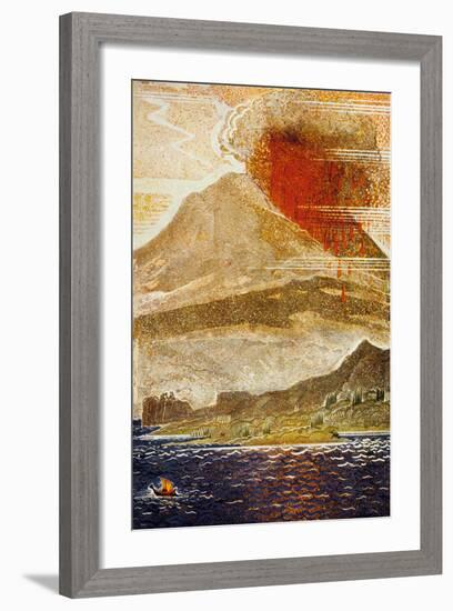 The Odyssey by Homere : Ulysses Apporaching of the Island of the Cyclop (Volcano)-null-Framed Art Print