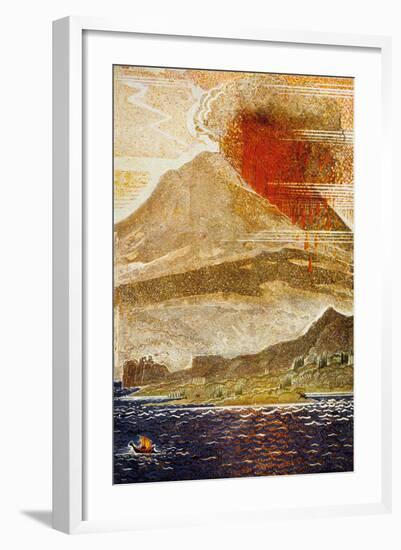 The Odyssey by Homere : Ulysses Apporaching of the Island of the Cyclop (Volcano)-null-Framed Art Print