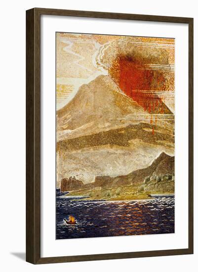 The Odyssey by Homere : Ulysses Apporaching of the Island of the Cyclop (Volcano)-null-Framed Art Print