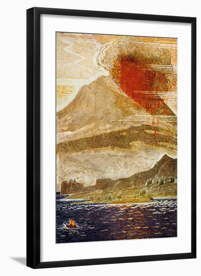 The Odyssey by Homere : Ulysses Apporaching of the Island of the Cyclop (Volcano)-null-Framed Art Print