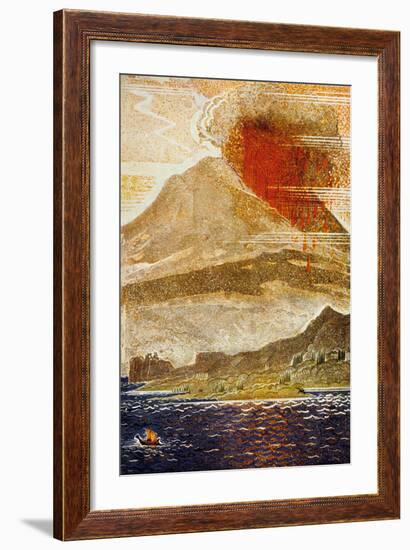 The Odyssey by Homere : Ulysses Apporaching of the Island of the Cyclop (Volcano)-null-Framed Art Print