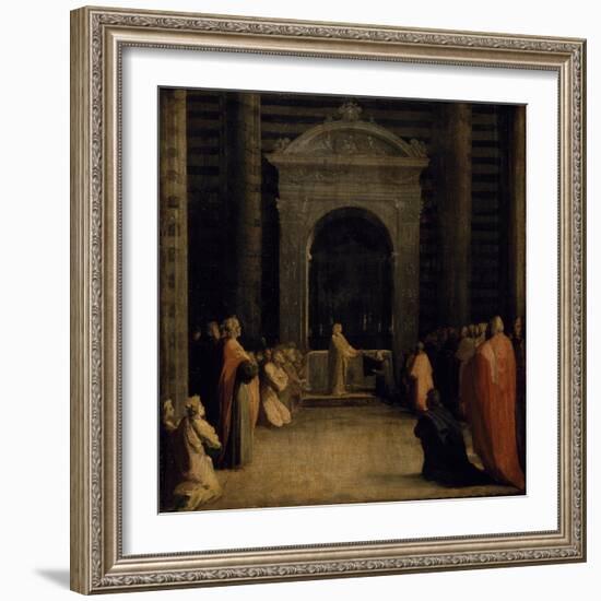 The Offering of the Keys of the City of Siena to the Virgin, on or after 1526-Domenico Beccafumi-Framed Giclee Print