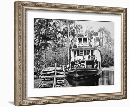 The 'Okahumkee' Steamer Taking on Wood Fuel in Florida, C.1895-American Photographer-Framed Giclee Print