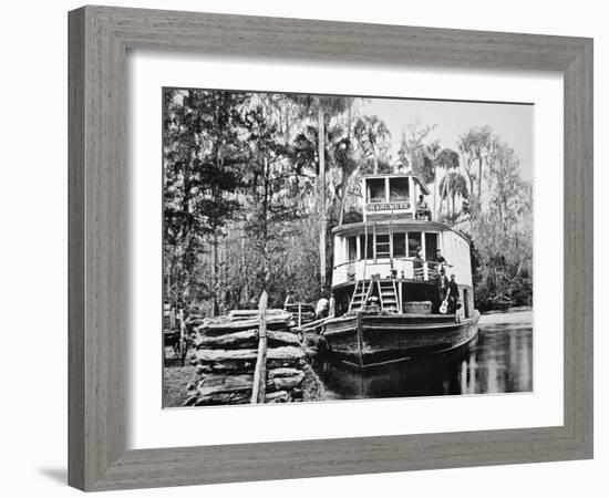 The 'Okahumkee' Steamer Taking on Wood Fuel in Florida, C.1895-American Photographer-Framed Giclee Print