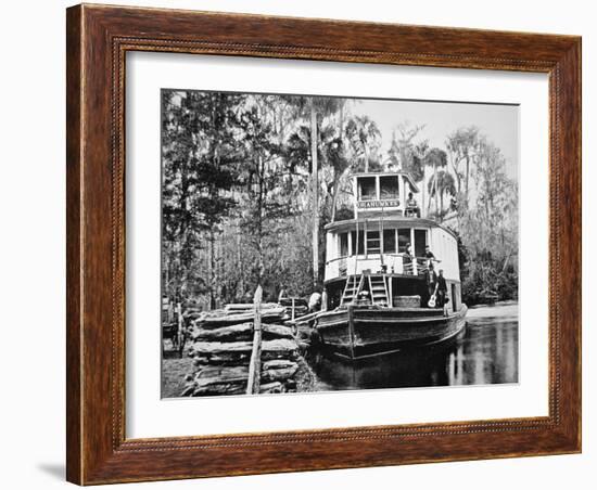 The 'Okahumkee' Steamer Taking on Wood Fuel in Florida, C.1895-American Photographer-Framed Giclee Print