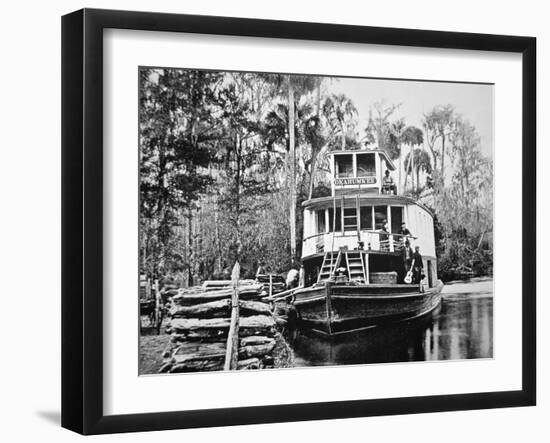 The 'Okahumkee' Steamer Taking on Wood Fuel in Florida, C.1895-American Photographer-Framed Giclee Print