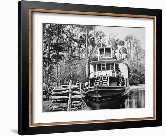 The 'Okahumkee' Steamer Taking on Wood Fuel in Florida, C.1895-American Photographer-Framed Giclee Print