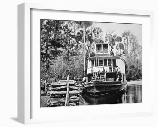 The 'Okahumkee' Steamer Taking on Wood Fuel in Florida, C.1895-American Photographer-Framed Giclee Print