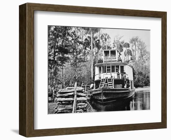 The 'Okahumkee' Steamer Taking on Wood Fuel in Florida, C.1895-American Photographer-Framed Giclee Print