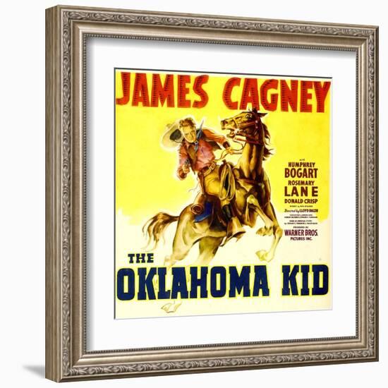 THE OKLAHOMA KID, James Cagney on window card, 1939.-null-Framed Art Print