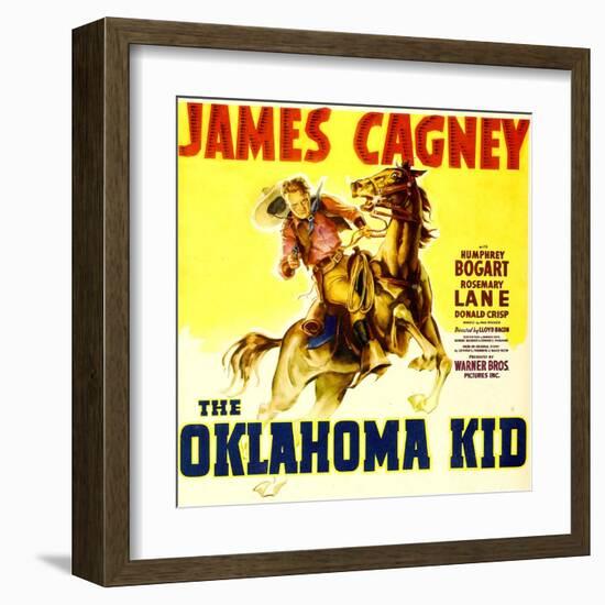 THE OKLAHOMA KID, James Cagney on window card, 1939.-null-Framed Art Print