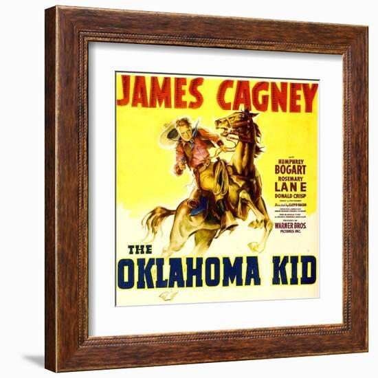 THE OKLAHOMA KID, James Cagney on window card, 1939.-null-Framed Art Print