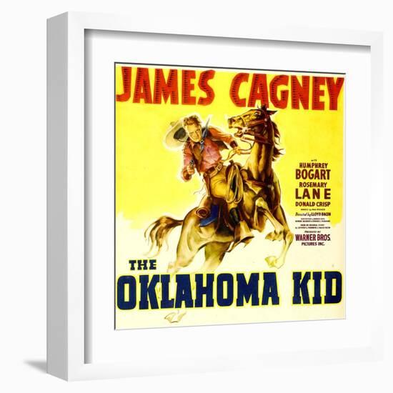 THE OKLAHOMA KID, James Cagney on window card, 1939.-null-Framed Art Print