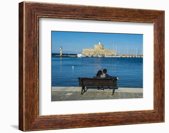 The Old Agios Nikolaos Fortress and Lighthouse in Mandraki Harbour-Michael Runkel-Framed Photographic Print