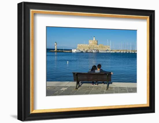 The Old Agios Nikolaos Fortress and Lighthouse in Mandraki Harbour-Michael Runkel-Framed Photographic Print