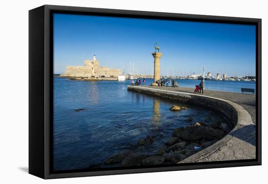 The Old Agios Nikolaos Fortress, Mandraki Harbour, Rhodes Town, Dodecanese Islands, Greek Islands-Michael Runkel-Framed Premier Image Canvas