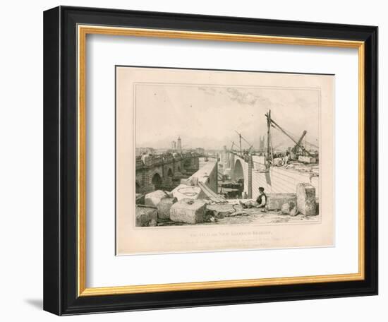 The Old and New London Bridges, 1830-Edward William Cooke-Framed Giclee Print