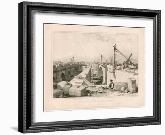 The Old and New London Bridges, 1830-Edward William Cooke-Framed Giclee Print