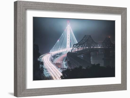 The Old and The New Bay Bridge, Oakland, San Francisco-Vincent James-Framed Photographic Print