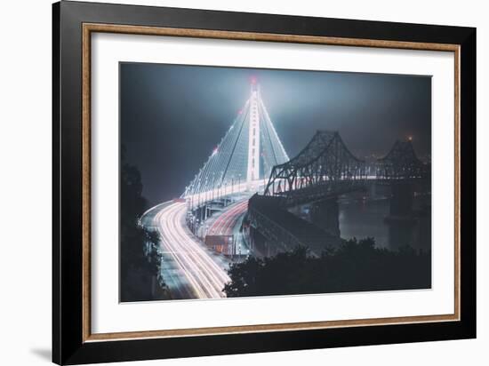 The Old and The New Bay Bridge, Oakland, San Francisco-Vincent James-Framed Photographic Print