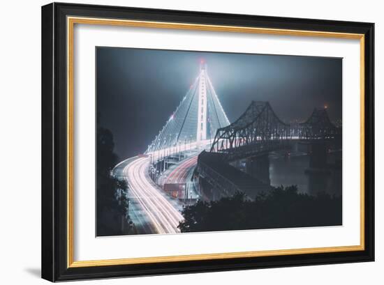 The Old and The New Bay Bridge, Oakland, San Francisco-Vincent James-Framed Photographic Print