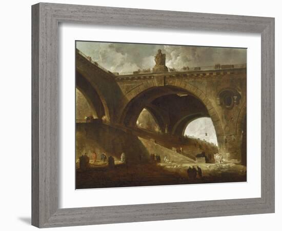 The Old Bridge, c.1760-Hubert Robert-Framed Giclee Print