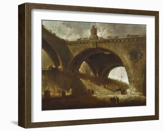 The Old Bridge, c.1760-Hubert Robert-Framed Giclee Print