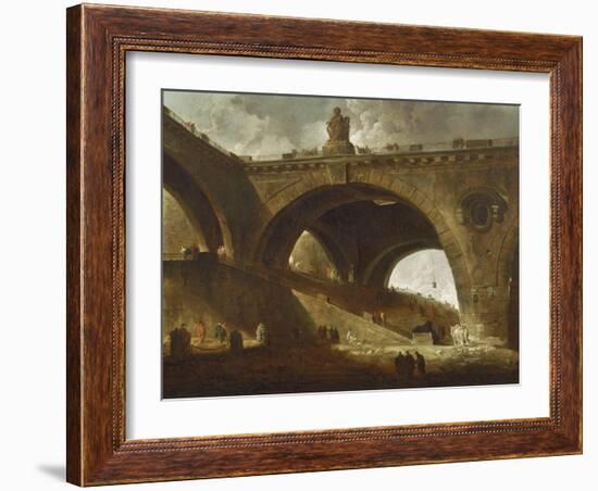 The Old Bridge, c.1760-Hubert Robert-Framed Giclee Print