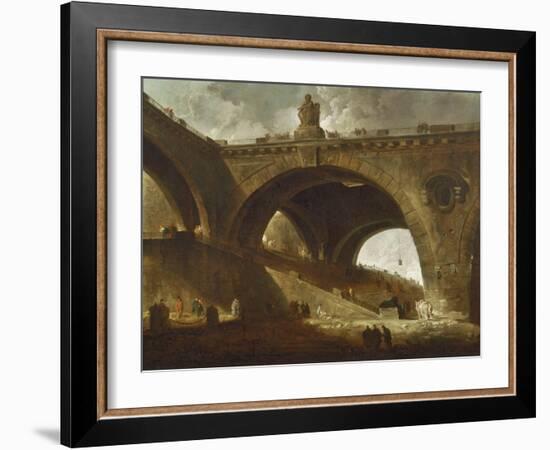 The Old Bridge, c.1760-Hubert Robert-Framed Giclee Print