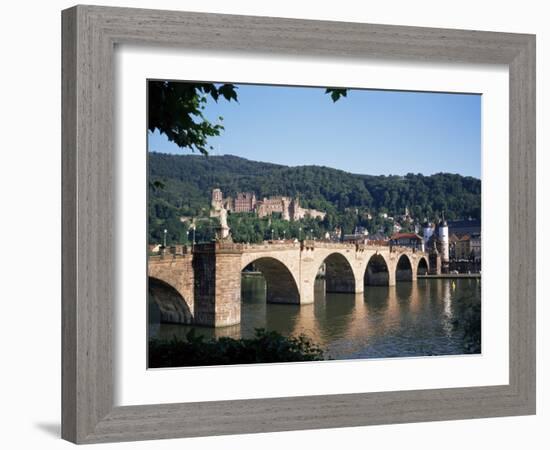 The Old Bridge Over the River Neckar, with the Castle in the Distance, Heidelberg, Germany-Geoff Renner-Framed Photographic Print