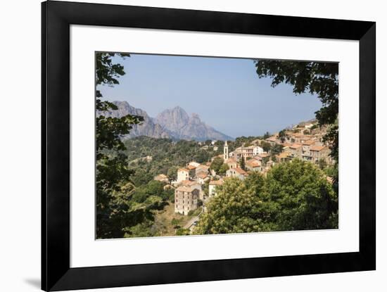 The old citadel of Evisa perched on the hill surrounded by mountains, Southern Corsica, France, Eur-Roberto Moiola-Framed Photographic Print